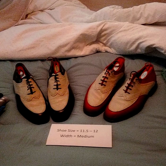 2 pair Spectator Shoes size 11.5 - 12, Black/White - Picture 1 of 3